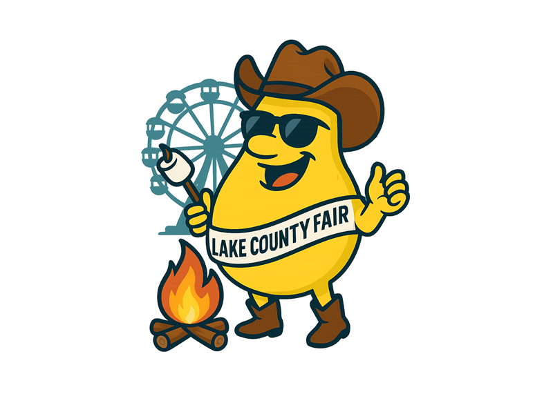 Logo for 2026 Lake County Fair - "Campfire Nights Under Carnival Lights"